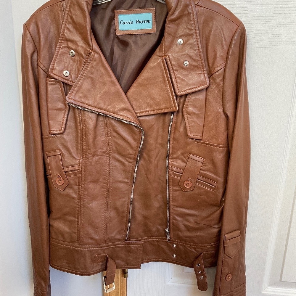 Womens Carrie Hoxton Leather Jacket, Brand New